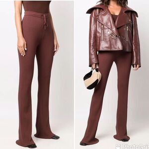 NEW Nanushka Rib Knit Drawstring Trousers Brown Size Large